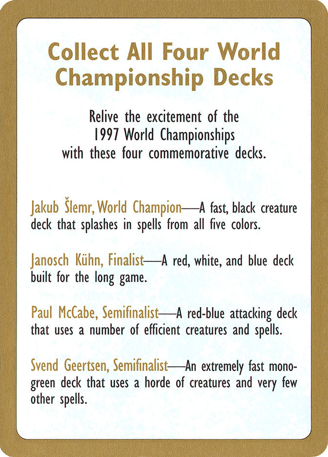 1997 World Championships Ad [World Championship Decks 1997] | Clutch Gaming