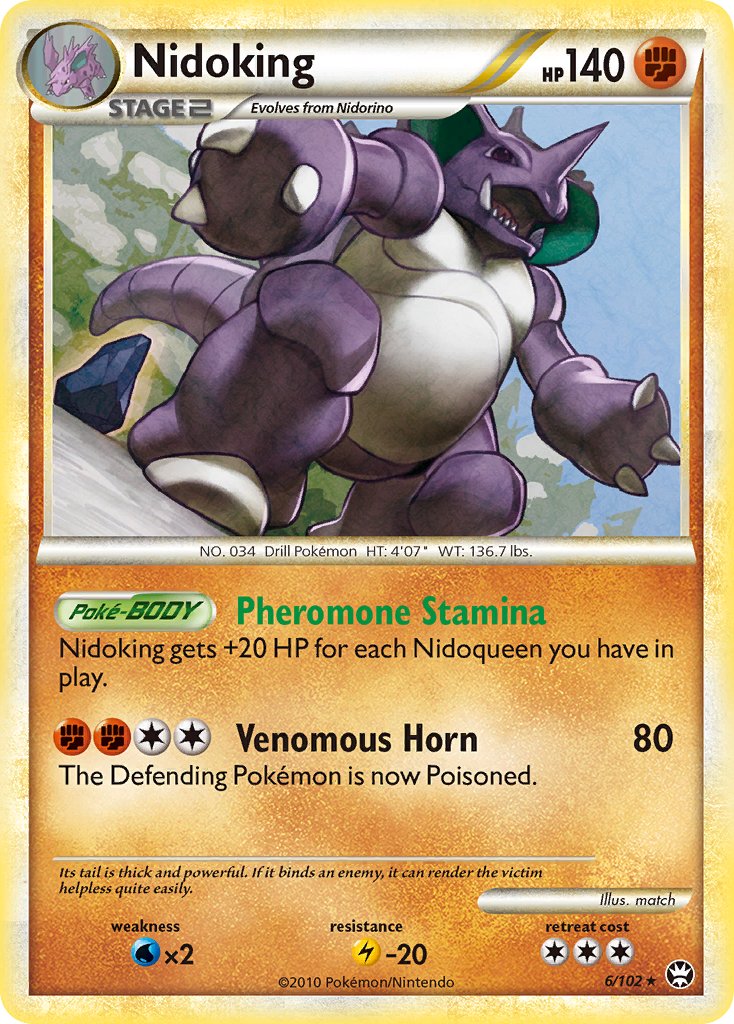 Nidoking (6/102) (Cracked Ice Holo) (Theme Deck Exclusive) [HeartGold & SoulSilver: Triumphant] | Clutch Gaming