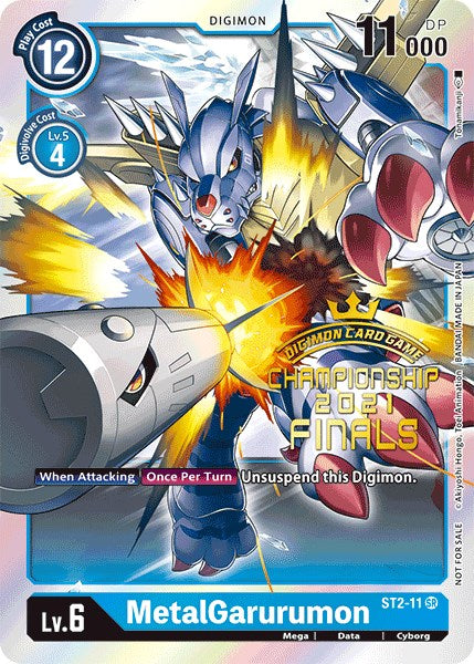 MetalGarurumon [ST2-11] (2021 Championship Finals Event Pack Alt-Art Gold Stamp Set) [Starter Deck: Cocytus Blue Promos] | Clutch Gaming