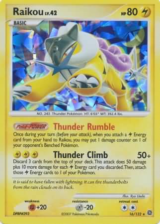 Raikou (16/132) (Cracked Ice Holo) [Diamond & Pearl: Secret Wonders] | Clutch Gaming