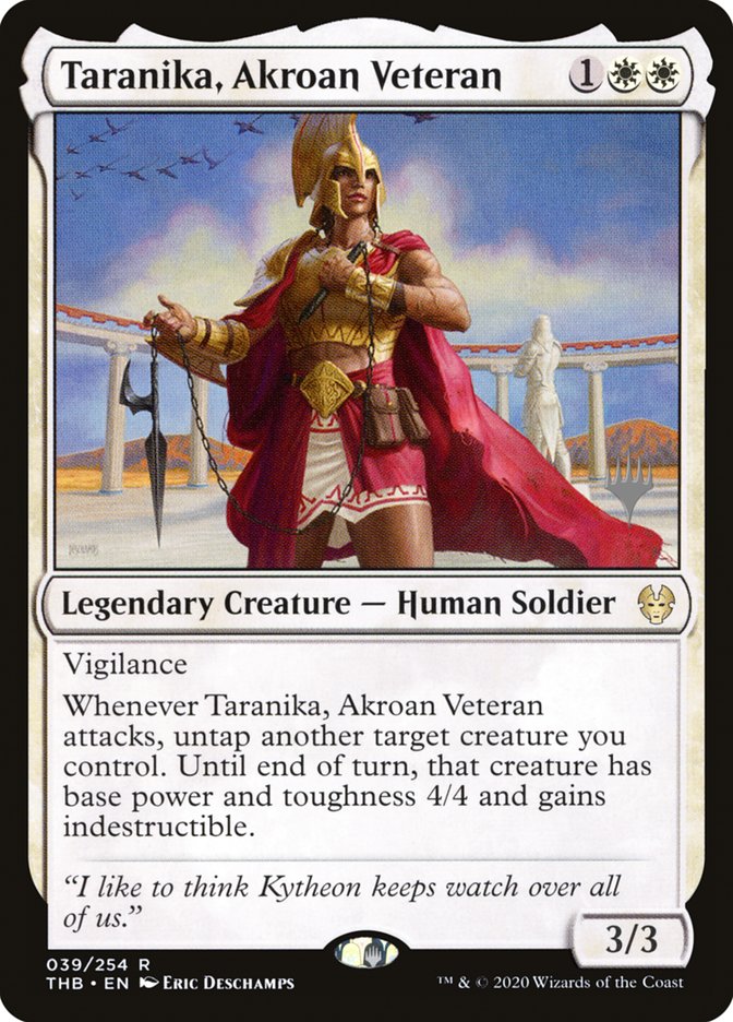 Taranika, Akroan Veteran (Promo Pack) [Theros Beyond Death Promos] | Clutch Gaming