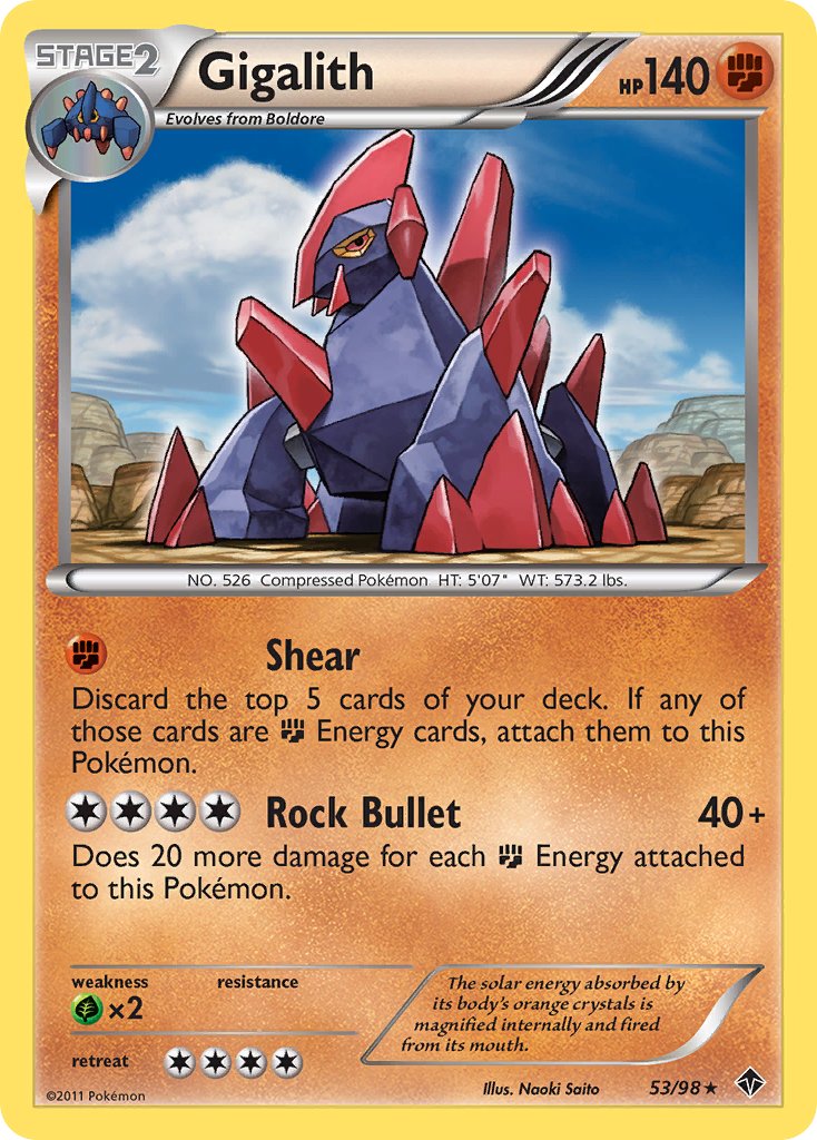 Gigalith (53/98) (Cracked Ice Holo) (Blister Exclusive) [Black & White: Emerging Powers] | Clutch Gaming