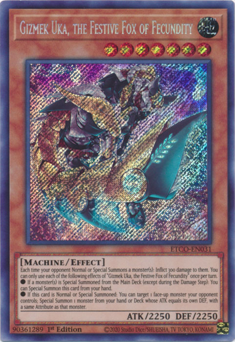 Gizmek Uka, the Festive Fox of Fecundity [ETCO-EN031] Secret Rare | Clutch Gaming