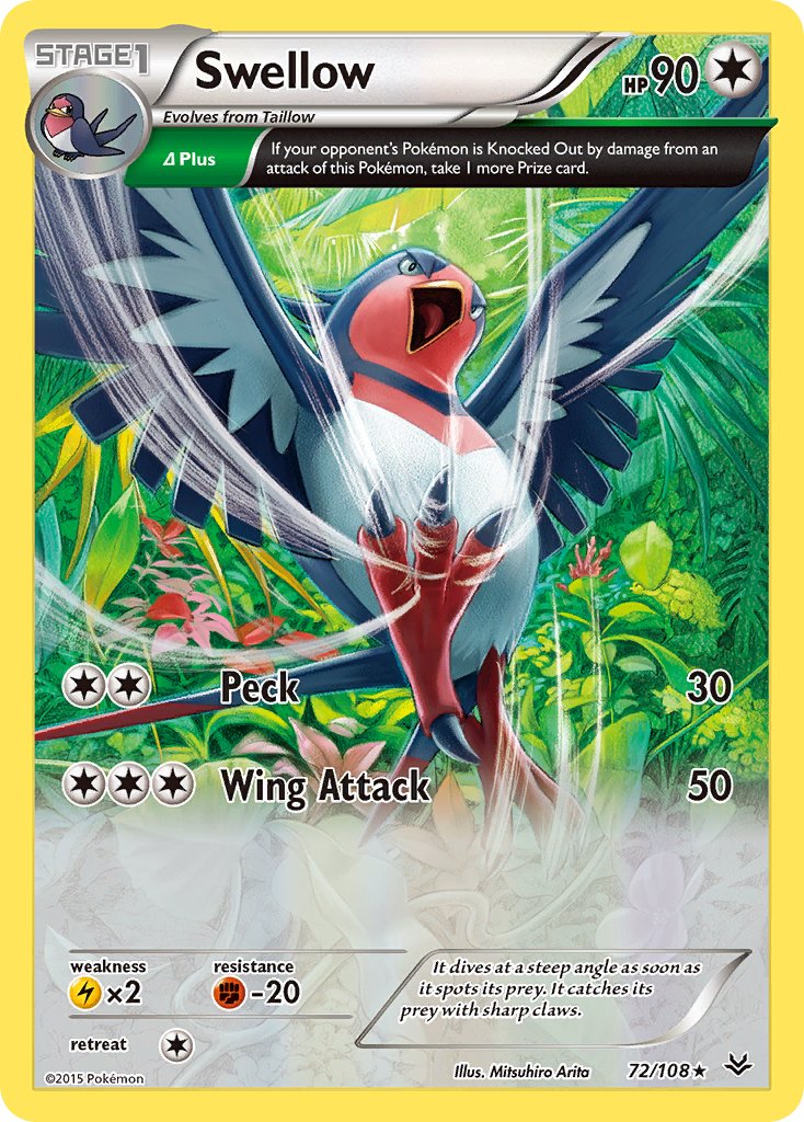 Swellow (72/108) (Theme Deck Exclusive) [XY: Roaring Skies] | Clutch Gaming