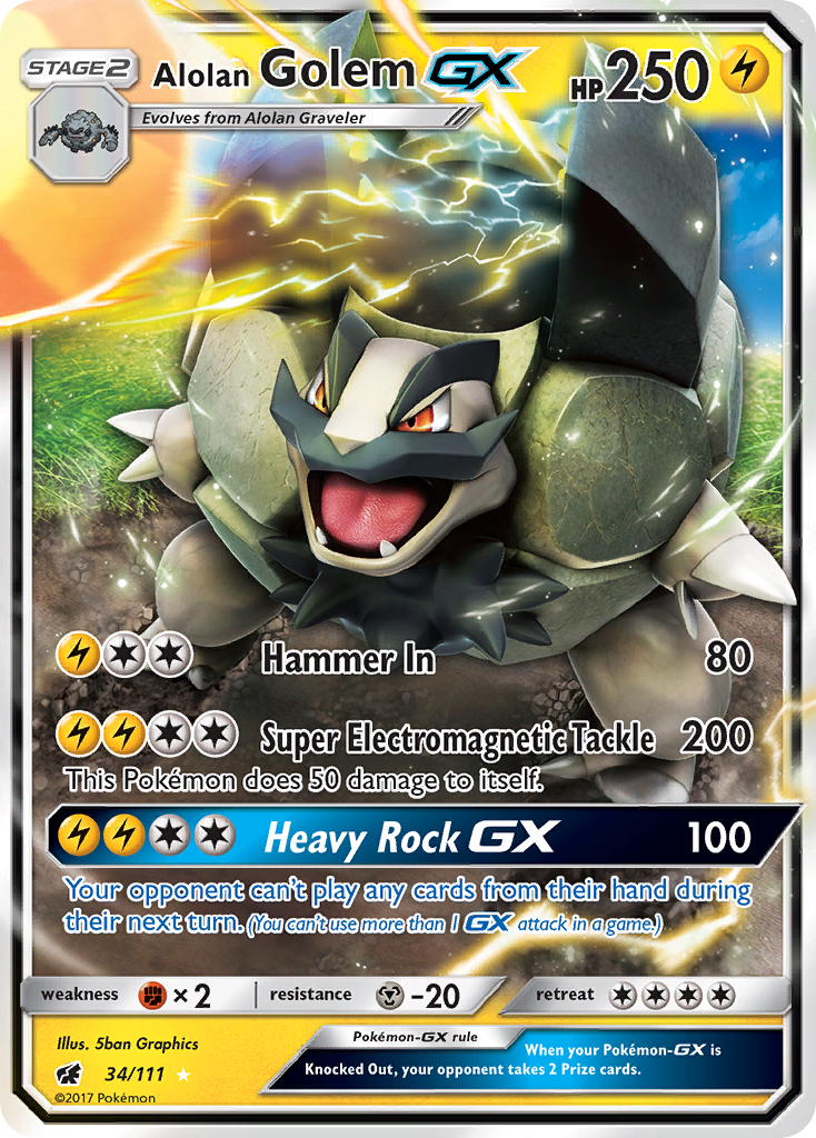 Alolan Golem GX (34/111) [Sun & Moon: Crimson Invasion] | Clutch Gaming