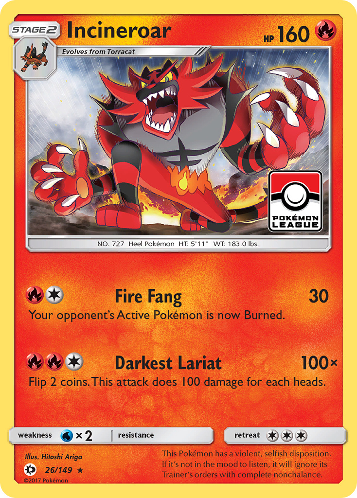 Incineroar (26/149) [Sun & Moon: Base Set] | Clutch Gaming