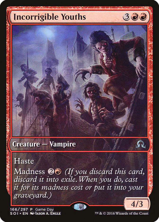 Incorrigible Youths (Game Day) (Extended Art) [Shadows over Innistrad Promos] | Clutch Gaming