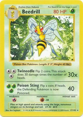 Beedrill (17/102) [Base Set Shadowless Unlimited] | Clutch Gaming