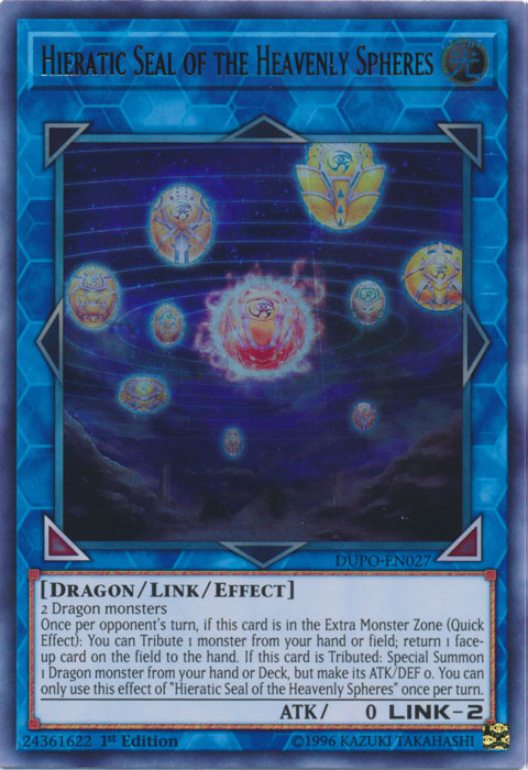 Hieratic Seal of the Heavenly Spheres [DUPO-EN027] Ultra Rare | Clutch Gaming