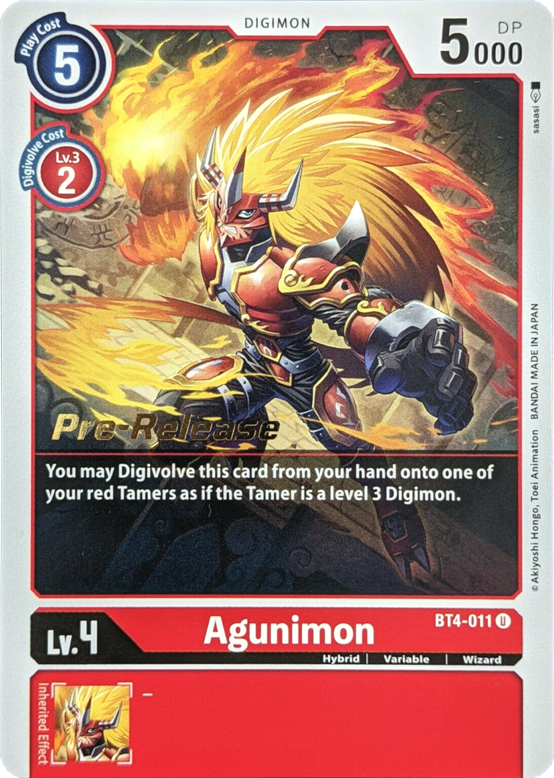 Agunimon [BT4-011] [Great Legend Pre-Release Promos] | Clutch Gaming