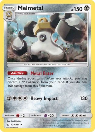 Melmetal (129/214) (Cosmos Holo) [Sun & Moon: Unbroken Bonds] | Clutch Gaming