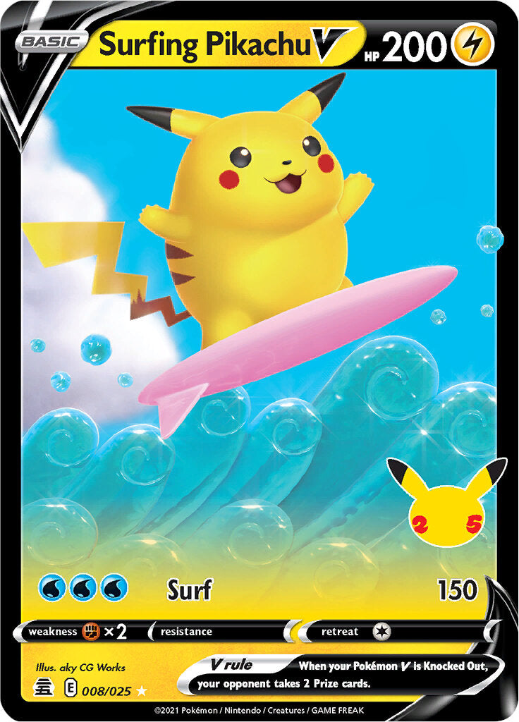 Surfing Pikachu V (008/025) [Celebrations: 25th Anniversary] | Clutch Gaming