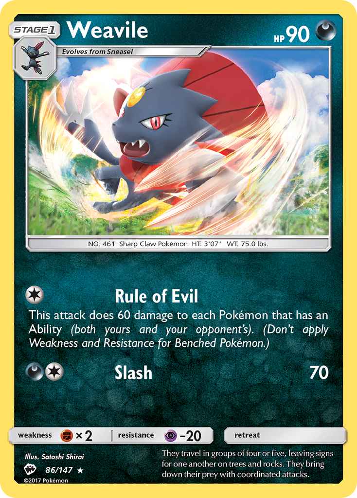 Weavile (86/147) [Sun & Moon: Burning Shadows] | Clutch Gaming