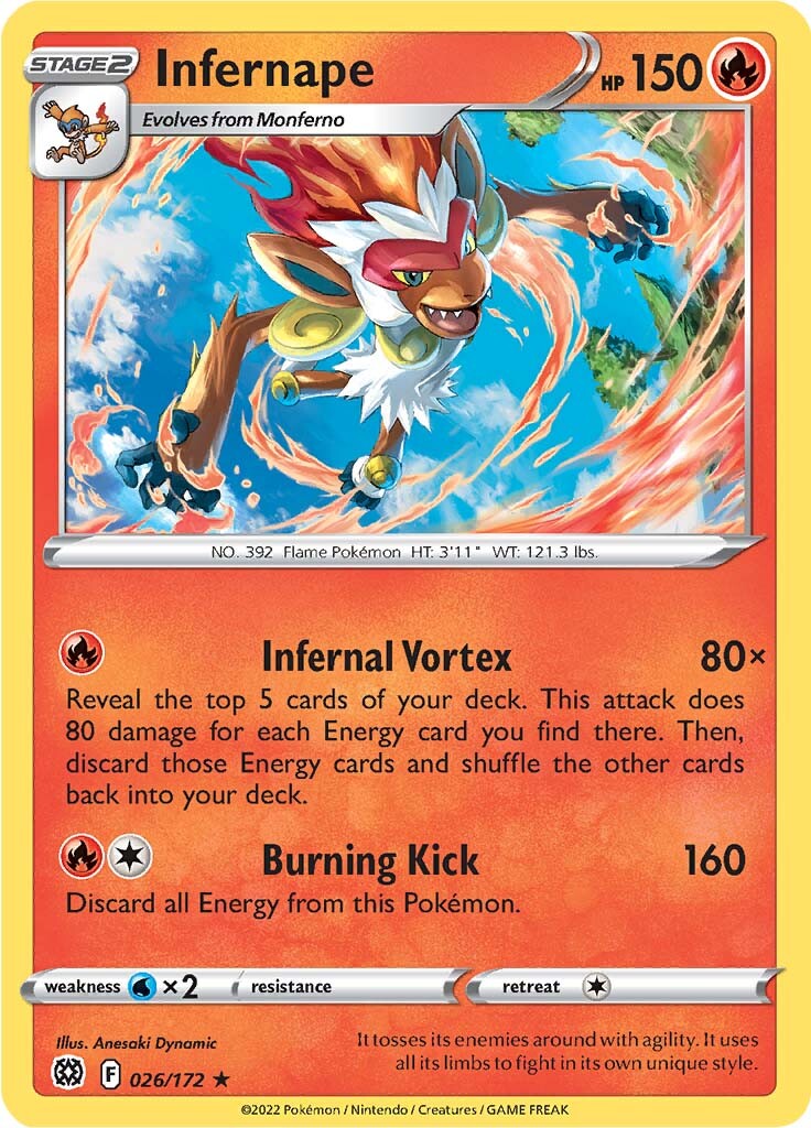 Infernape (026/172) (Theme Deck Exclusive) [Sword & Shield: Brilliant Stars] | Clutch Gaming