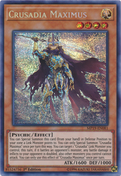 Crusadia Maximus [MP19-EN081] Prismatic Secret Rare | Clutch Gaming