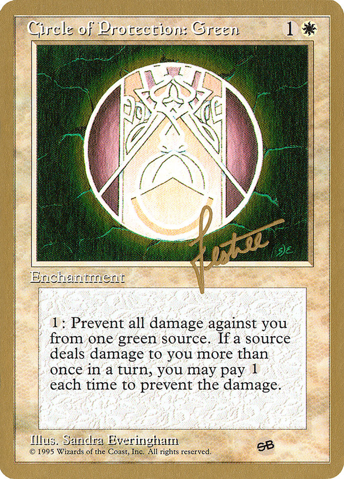 Circle of Protection: Green (Bertrand Lestree) (SB) (4ED) [Pro Tour Collector Set] | Clutch Gaming