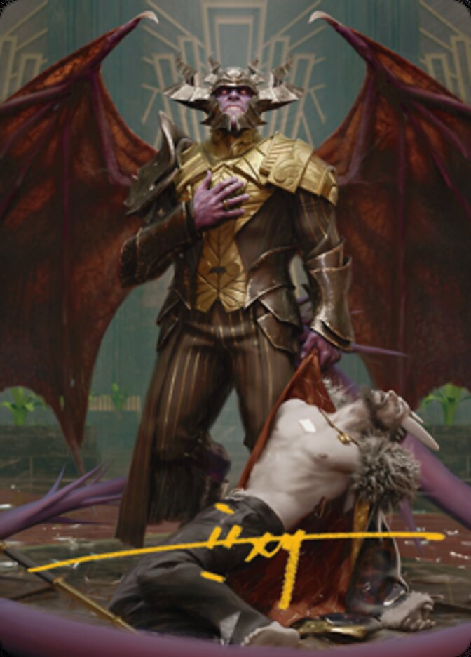 Ob Nixilis, the Adversary 1 Art Card (Gold-Stamped Signature) [Streets of New Capenna Art Series] | Clutch Gaming