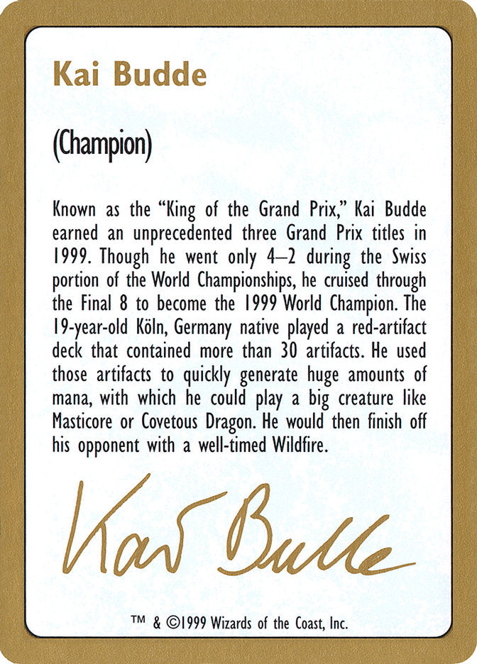 Kai Budde Bio [World Championship Decks 1999] | Clutch Gaming