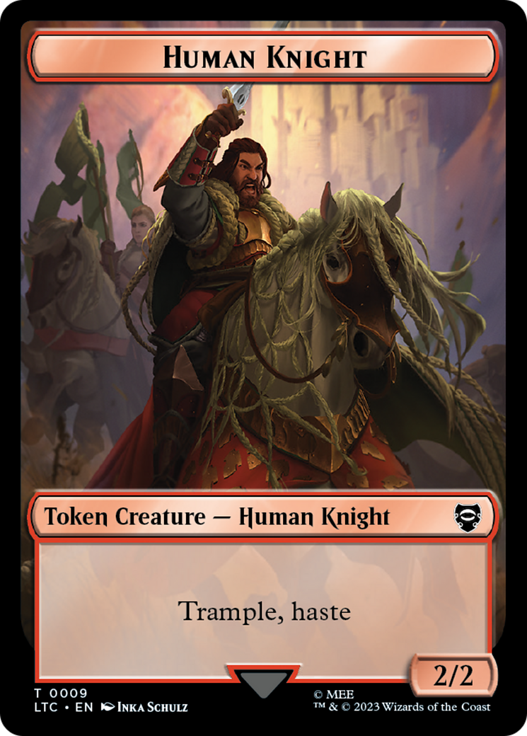 Human Knight // Human Double-Sided Token [The Lord of the Rings: Tales of Middle-Earth Commander Tokens] | Clutch Gaming