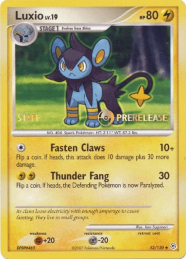 Luxio (52/130) (Prerelease Promo Staff) [Nintendo: Black Star Promos] | Clutch Gaming