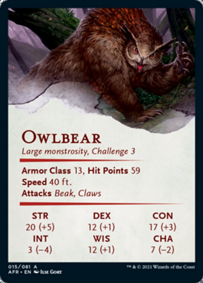 Owlbear Art Card [Dungeons & Dragons: Adventures in the Forgotten Realms Art Series] | Clutch Gaming