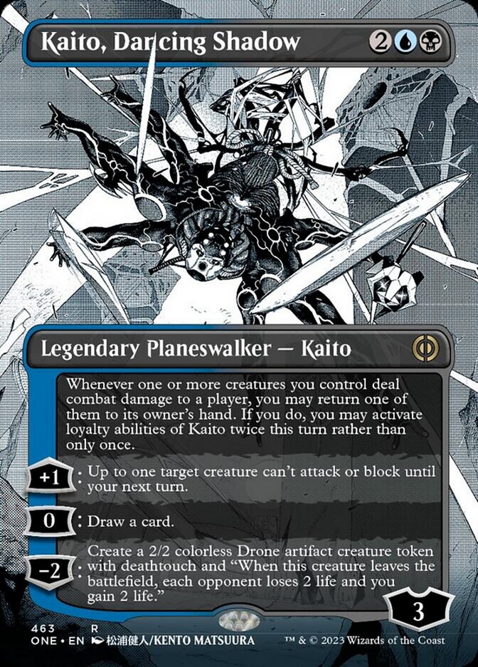 Kaito, Dancing Shadow (Borderless Manga Step-and-Compleat Foil) [Phyrexia: All Will Be One] | Clutch Gaming