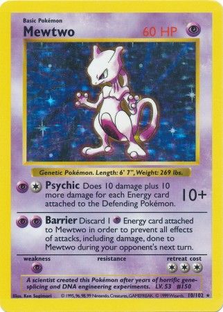 Mewtwo (10/102) [Base Set Shadowless Unlimited] | Clutch Gaming