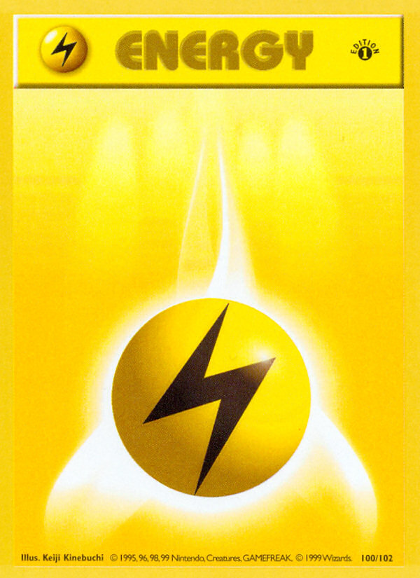 Lightning Energy (100/102) (Shadowless) [Base Set 1st Edition] | Clutch Gaming