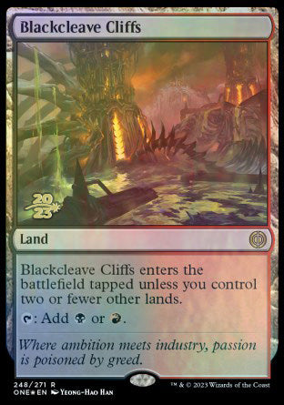 Blackcleave Cliffs [Phyrexia: All Will Be One Prerelease Promos] | Clutch Gaming