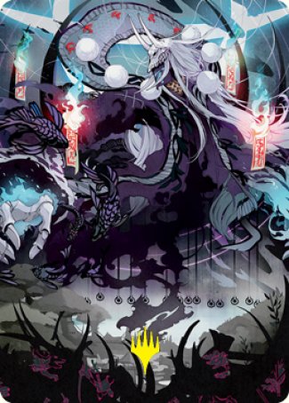 Echo of Death's Wail Art Card (Gold-Stamped Signature) [Kamigawa: Neon Dynasty Art Series] | Clutch Gaming