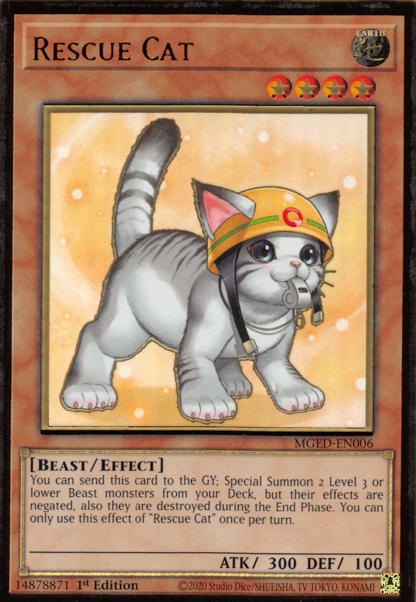 Rescue Cat (Alternate Art) [MGED-EN006] Gold Rare | Clutch Gaming