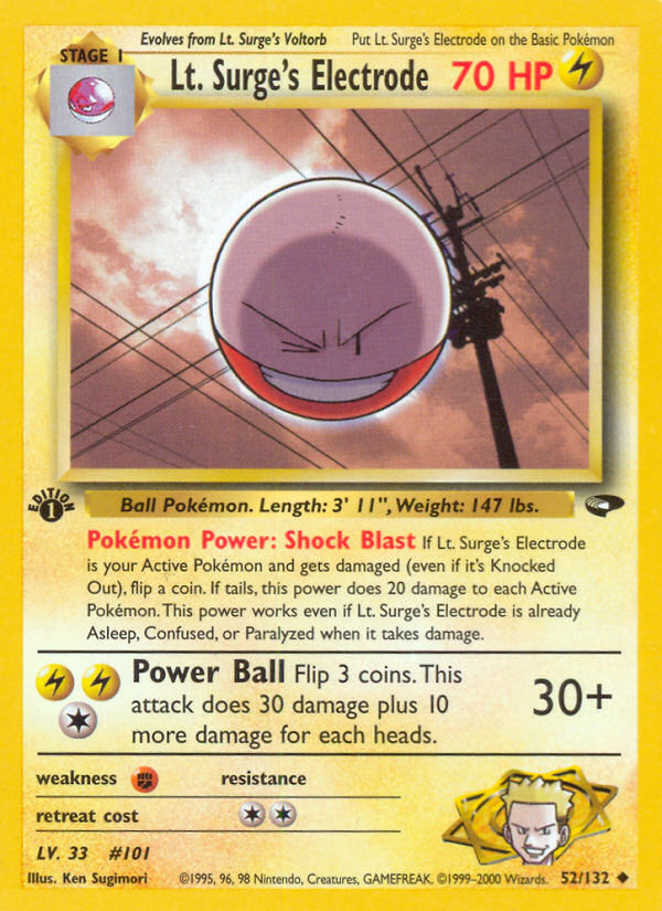 Lt. Surge's Electrode (52/132) [Gym Challenge 1st Edition] | Clutch Gaming