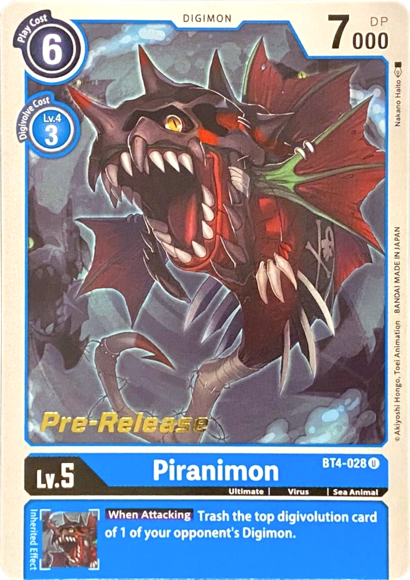 Piranimon [BT4-028] [Great Legend Pre-Release Promos] | Clutch Gaming