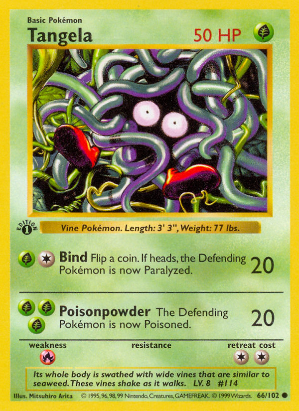 Tangela (66/102) (Shadowless) [Base Set 1st Edition] | Clutch Gaming