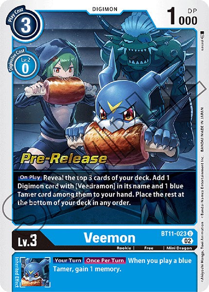 Veemon [BT11-023] [Dimensional Phase Pre-Release Promos] | Clutch Gaming