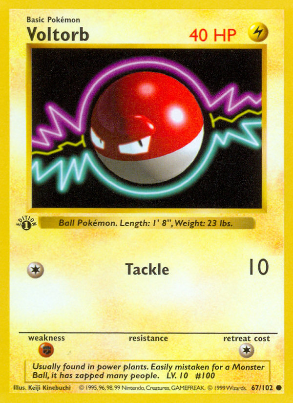 Voltorb (67/102) (Shadowless) [Base Set 1st Edition] | Clutch Gaming