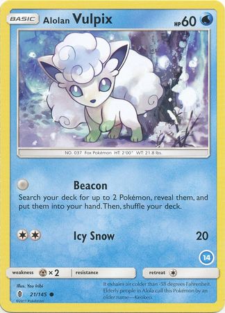 Alolan Vulpix (21/145) (Deck Exclusive #14) [Sun & Moon: Trainer Kit - Alolan Ninetales] | Clutch Gaming