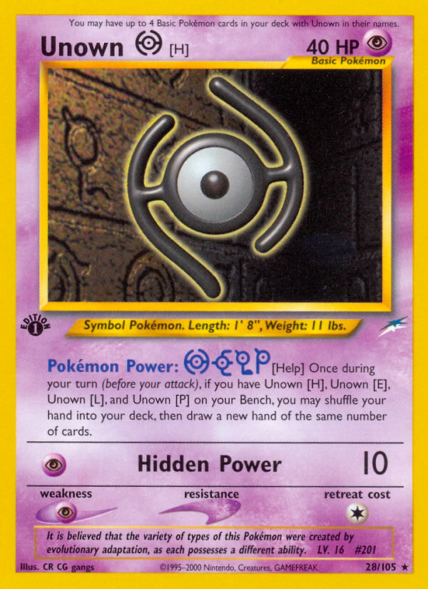 Unown [H] (28/105) [Neo Destiny 1st Edition] | Clutch Gaming