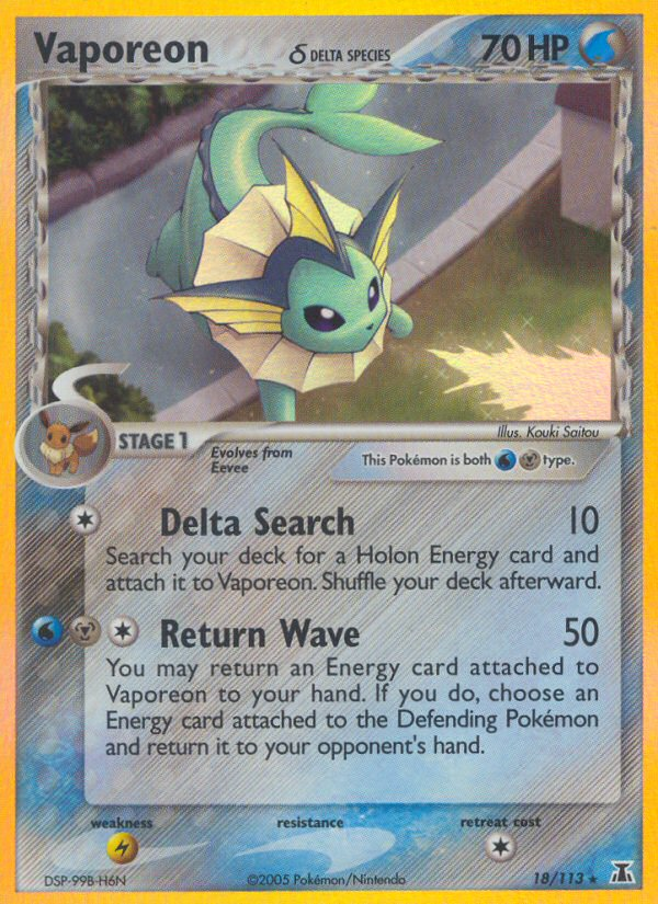 Vaporeon (18/113) (Delta Species) [EX: Delta Species] | Clutch Gaming