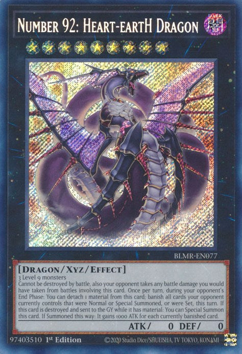 Number 92: Heart-eartH Dragon [BLMR-EN077] Secret Rare | Clutch Gaming