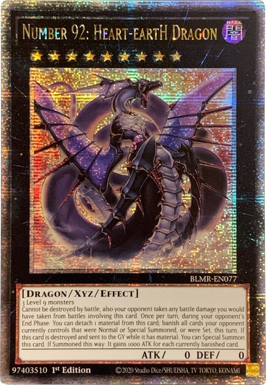 Number 92: Heart-eartH Dragon [BLMR-EN077] Quarter Century Secret Rare | Clutch Gaming