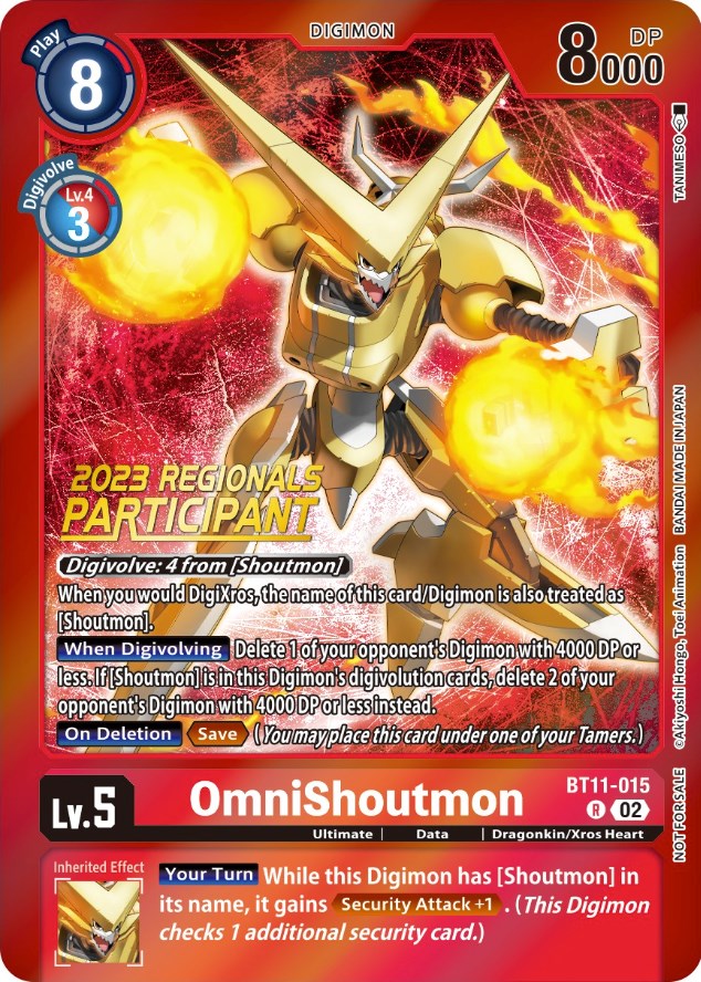 OmniShoutmon [BT11-015] (2023 Regionals Participant) [Dimensional Phase Promos] | Clutch Gaming