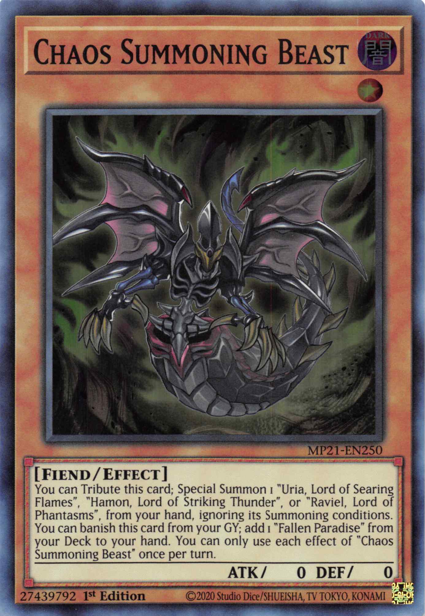 Chaos Summoning Beast [MP21-EN250] Super Rare | Clutch Gaming