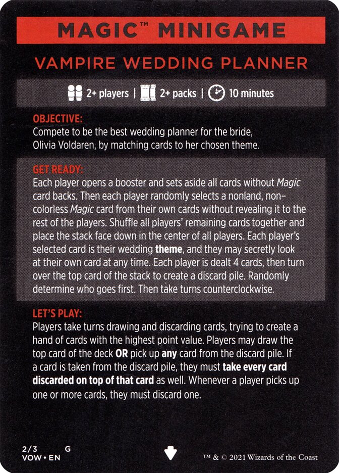 Vampire Wedding Planner (Magic Minigame) [Innistrad: Crimson Vow Minigame] | Clutch Gaming