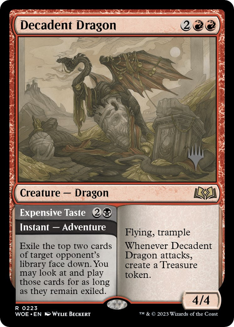 Decadent Dragon // Expensive Taste (Promo Pack) [Wilds of Eldraine Promos] | Clutch Gaming