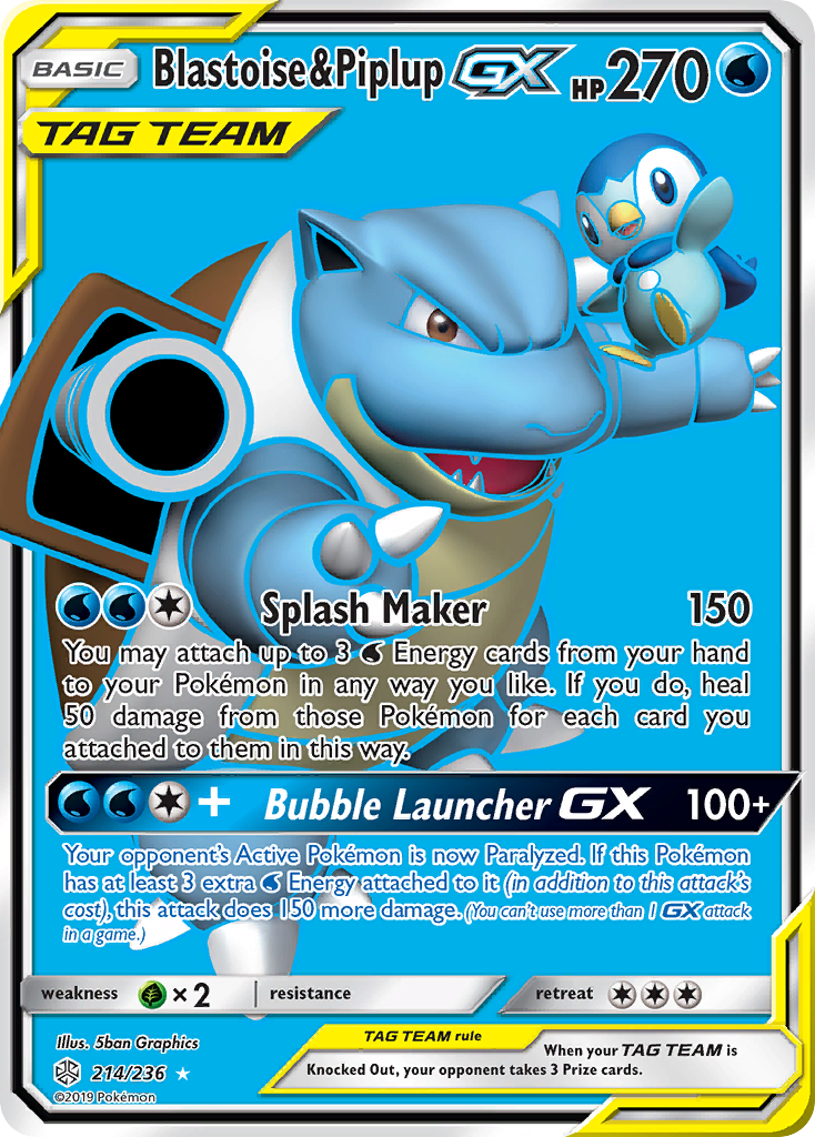 Blastoise & Piplup GX (214/236) [Sun & Moon: Cosmic Eclipse] | Clutch Gaming