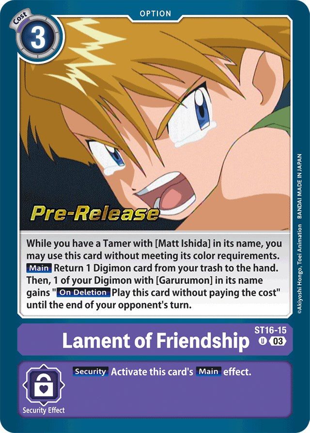 Lament of Friendship [ST16-15] [Starter Deck: Wolf of Friendship Pre-Release Cards] | Clutch Gaming