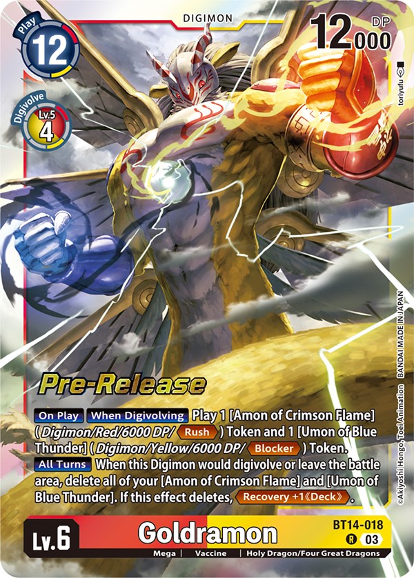 Goldramon [BT14-018] [Blast Ace Pre-Release Cards] | Clutch Gaming