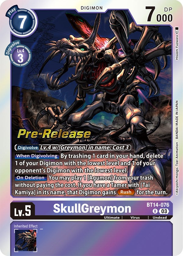 SkullGreymon [BT14-076] [Blast Ace Pre-Release Cards] | Clutch Gaming