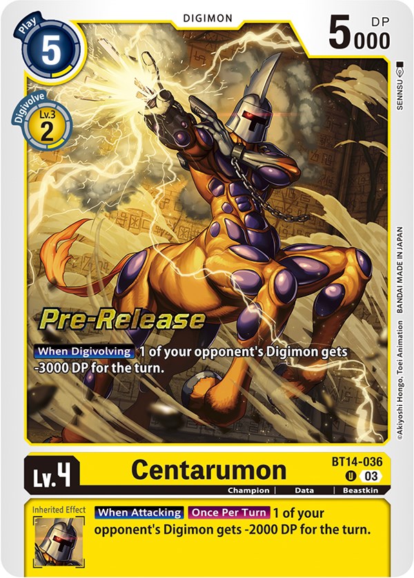 Centarumon [BT14-036] [Blast Ace Pre-Release Cards] | Clutch Gaming